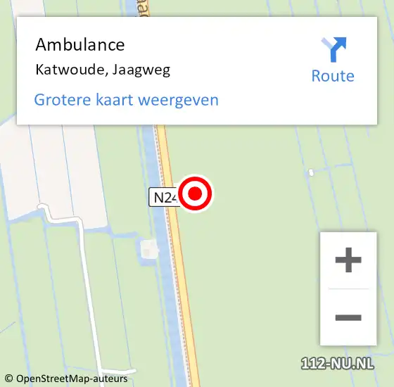 Locatie op kaart van de 112 melding: Ambulance Katwoude, Jaagweg op 24 juni 2024 12:49