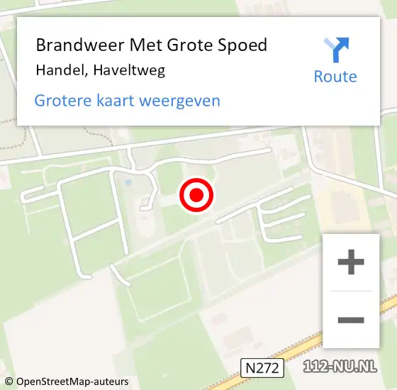 Locatie op kaart van de 112 melding: Brandweer Met Grote Spoed Naar Handel, Haveltweg op 24 juni 2024 12:52