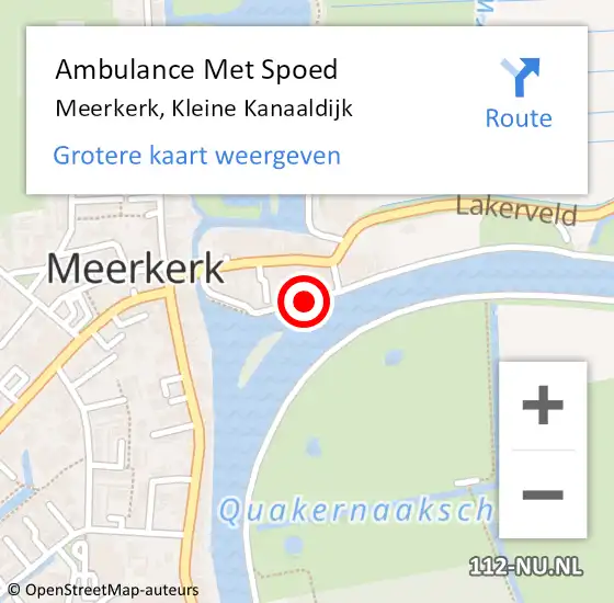 Locatie op kaart van de 112 melding: Ambulance Met Spoed Naar Meerkerk, Kleine Kanaaldijk op 24 juni 2024 12:55