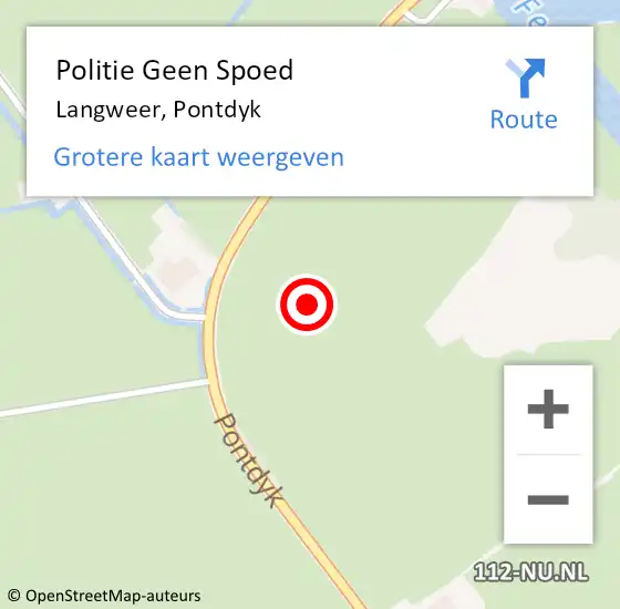 Locatie op kaart van de 112 melding: Politie Geen Spoed Naar Langweer, Pontdyk op 24 juni 2024 13:07