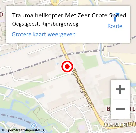 Locatie op kaart van de 112 melding: Trauma helikopter Met Zeer Grote Spoed Naar Oegstgeest, Rijnsburgerweg op 24 juni 2024 13:11