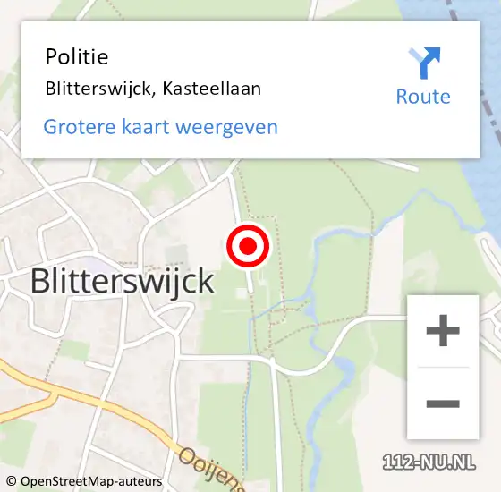 Locatie op kaart van de 112 melding: Politie Blitterswijck, Kasteellaan op 24 juni 2024 13:14