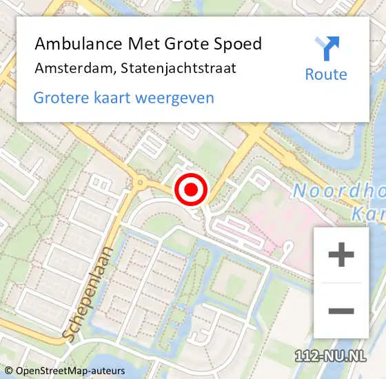 Locatie op kaart van de 112 melding: Ambulance Met Grote Spoed Naar Amsterdam, Statenjachtstraat op 24 juni 2024 13:16