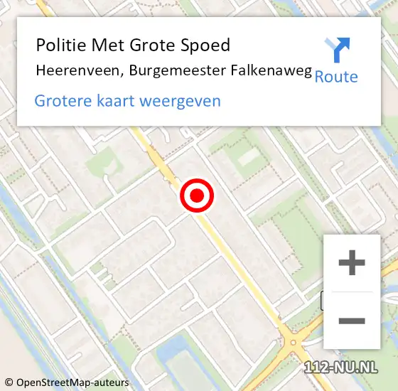 Locatie op kaart van de 112 melding: Politie Met Grote Spoed Naar Heerenveen, Burgemeester Falkenaweg op 24 juni 2024 13:22