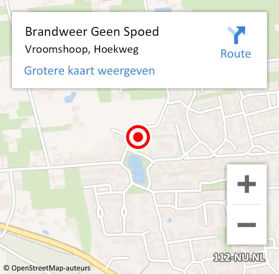 Locatie op kaart van de 112 melding: Brandweer Geen Spoed Naar Vroomshoop, Hoekweg op 24 juni 2024 13:27