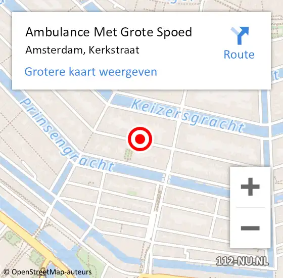 Locatie op kaart van de 112 melding: Ambulance Met Grote Spoed Naar Amsterdam, Kerkstraat op 24 juni 2024 13:33