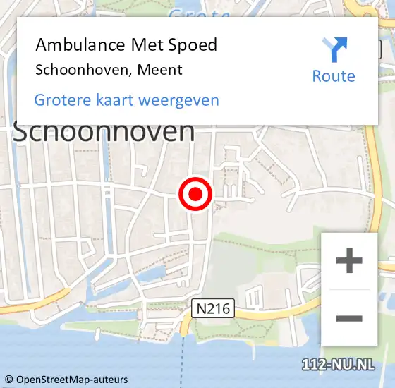 Locatie op kaart van de 112 melding: Ambulance Met Spoed Naar Schoonhoven, Meent op 24 juni 2024 13:42