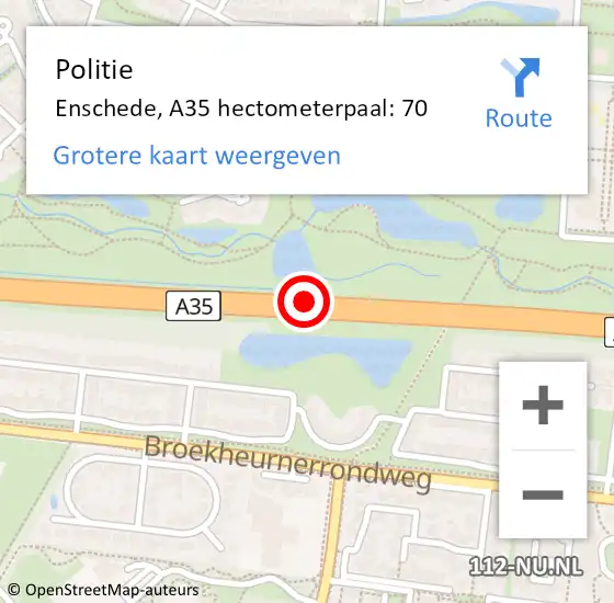 Locatie op kaart van de 112 melding: Politie Enschede, A35 hectometerpaal: 70 op 24 juni 2024 13:43