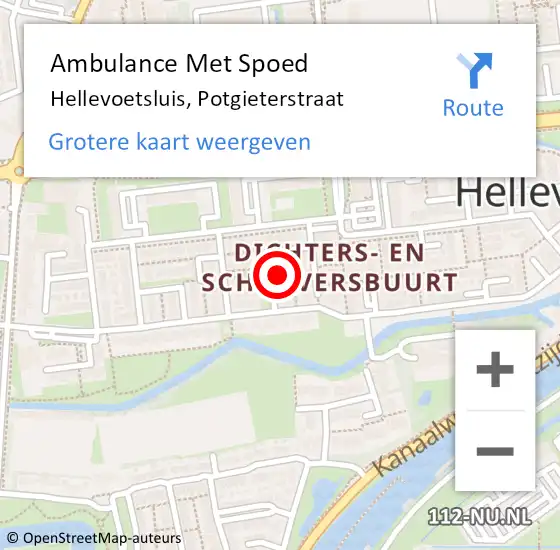 Locatie op kaart van de 112 melding: Ambulance Met Spoed Naar Hellevoetsluis, Potgieterstraat op 24 juni 2024 13:44