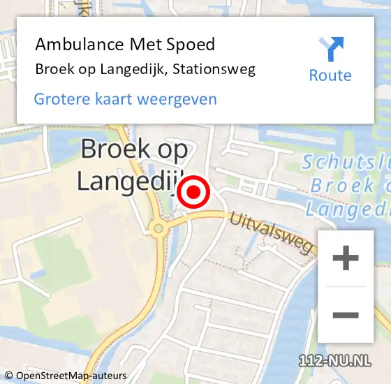 Locatie op kaart van de 112 melding: Ambulance Met Spoed Naar Broek op Langedijk, Stationsweg op 24 juni 2024 13:45