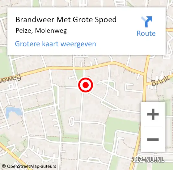 Locatie op kaart van de 112 melding: Brandweer Met Grote Spoed Naar Peize, Molenweg op 24 juni 2024 13:53