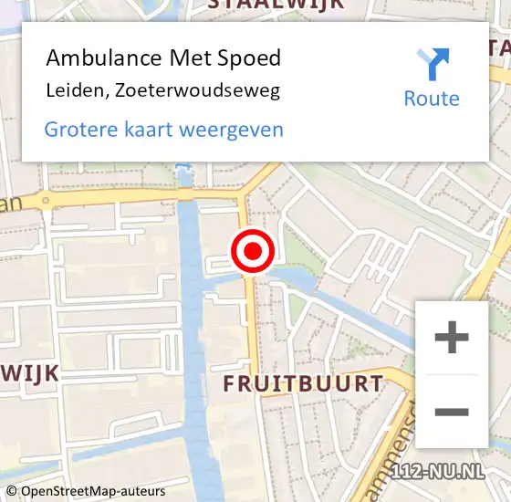 Locatie op kaart van de 112 melding: Ambulance Met Spoed Naar Leiden, Zoeterwoudseweg op 24 juni 2024 14:07