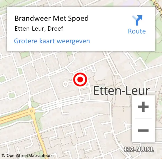 Locatie op kaart van de 112 melding: Brandweer Met Spoed Naar Etten-Leur, Dreef op 24 juni 2024 14:08