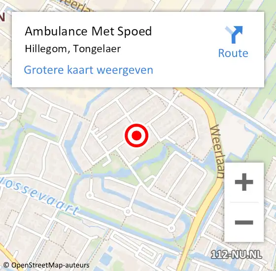 Locatie op kaart van de 112 melding: Ambulance Met Spoed Naar Hillegom, Tongelaer op 24 juni 2024 14:16