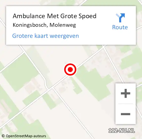 Locatie op kaart van de 112 melding: Ambulance Met Grote Spoed Naar Koningsbosch, Molenweg op 10 oktober 2014 14:55