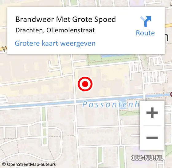 Locatie op kaart van de 112 melding: Brandweer Met Grote Spoed Naar Drachten, Oliemolenstraat op 24 juni 2024 14:25