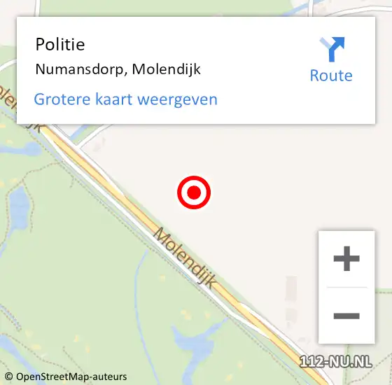 Locatie op kaart van de 112 melding: Politie Numansdorp, Molendijk op 24 juni 2024 14:27