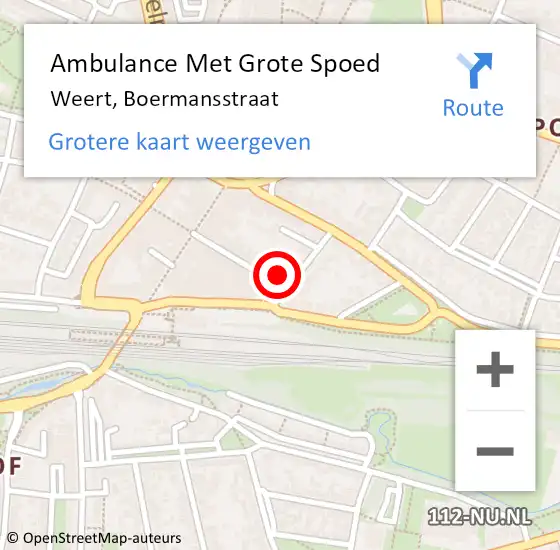 Locatie op kaart van de 112 melding: Ambulance Met Grote Spoed Naar Weert, Boermansstraat op 24 juni 2024 14:30