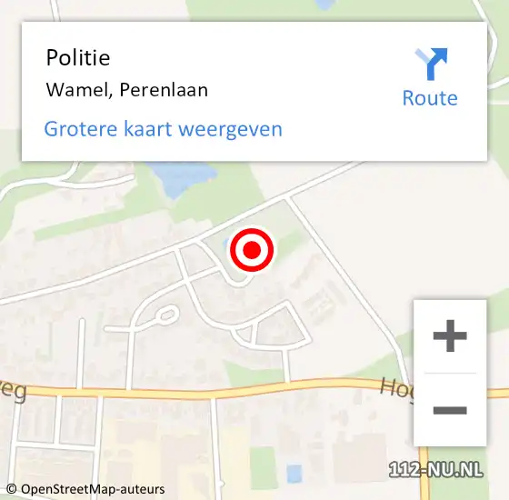 Locatie op kaart van de 112 melding: Politie Wamel, Perenlaan op 24 juni 2024 14:31