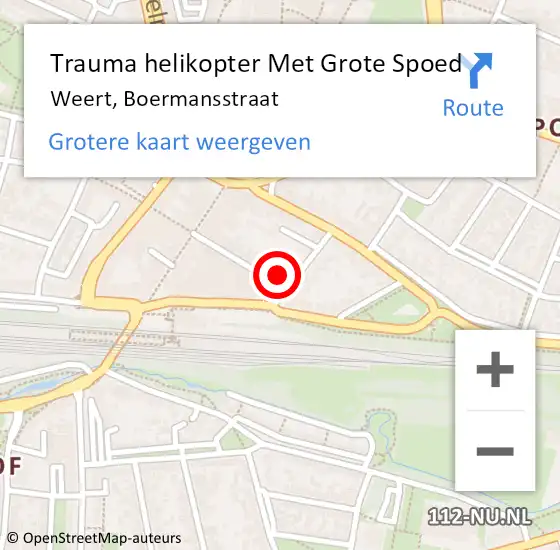 Locatie op kaart van de 112 melding: Trauma helikopter Met Grote Spoed Naar Weert, Boermansstraat op 24 juni 2024 14:31