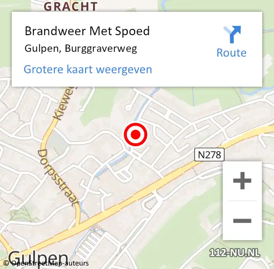 Locatie op kaart van de 112 melding: Brandweer Met Spoed Naar Gulpen, Burggraverweg op 24 juni 2024 14:33