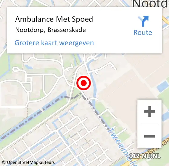 Locatie op kaart van de 112 melding: Ambulance Met Spoed Naar Nootdorp, Brasserskade op 24 juni 2024 14:35