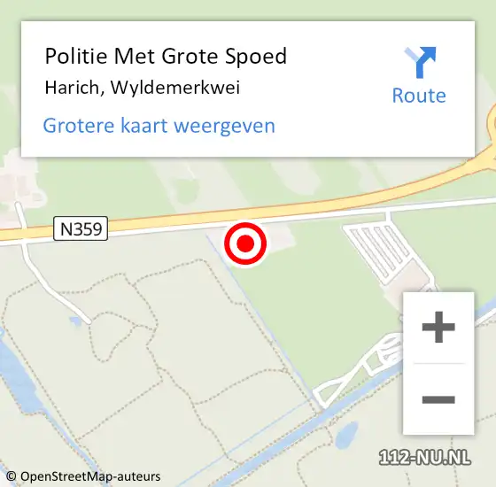 Locatie op kaart van de 112 melding: Politie Met Grote Spoed Naar Harich, Wyldemerkwei op 24 juni 2024 14:41