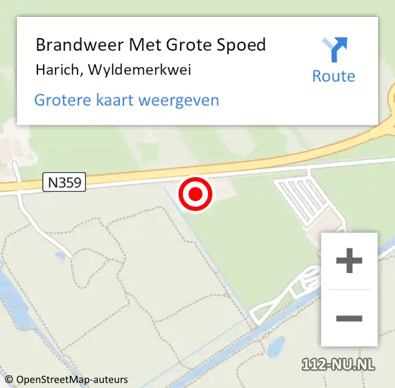 Locatie op kaart van de 112 melding: Brandweer Met Grote Spoed Naar Harich, Wyldemerkwei op 24 juni 2024 14:41