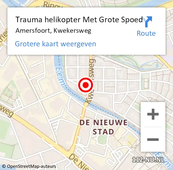 Locatie op kaart van de 112 melding: Trauma helikopter Met Grote Spoed Naar Amersfoort, Kwekersweg op 24 juni 2024 14:48