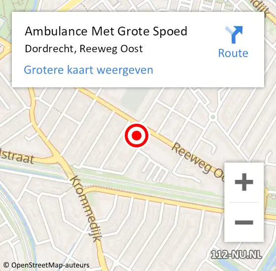 Locatie op kaart van de 112 melding: Ambulance Met Grote Spoed Naar Dordrecht, Reeweg Oost op 24 juni 2024 14:56