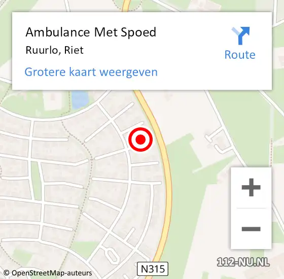 Locatie op kaart van de 112 melding: Ambulance Met Spoed Naar Ruurlo, Riet op 24 juni 2024 14:59