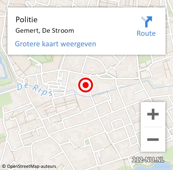 Locatie op kaart van de 112 melding: Politie Gemert, De Stroom op 24 juni 2024 15:04