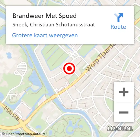 Locatie op kaart van de 112 melding: Brandweer Met Spoed Naar Sneek, Christiaan Schotanusstraat op 24 juni 2024 15:06