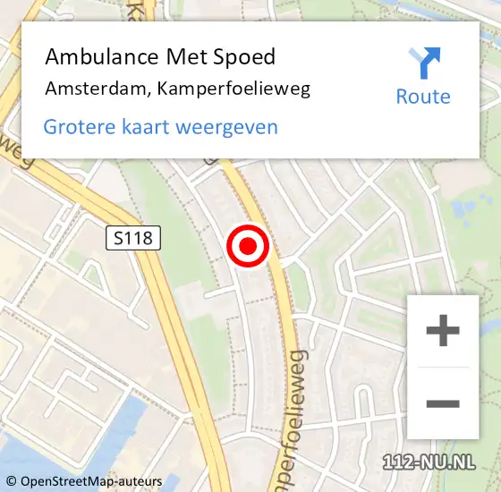 Locatie op kaart van de 112 melding: Ambulance Met Spoed Naar Amsterdam, Kamperfoelieweg op 24 juni 2024 15:07