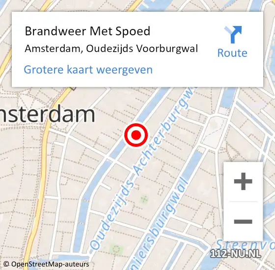 Locatie op kaart van de 112 melding: Brandweer Met Spoed Naar Amsterdam, Oudezijds Voorburgwal op 24 juni 2024 15:14