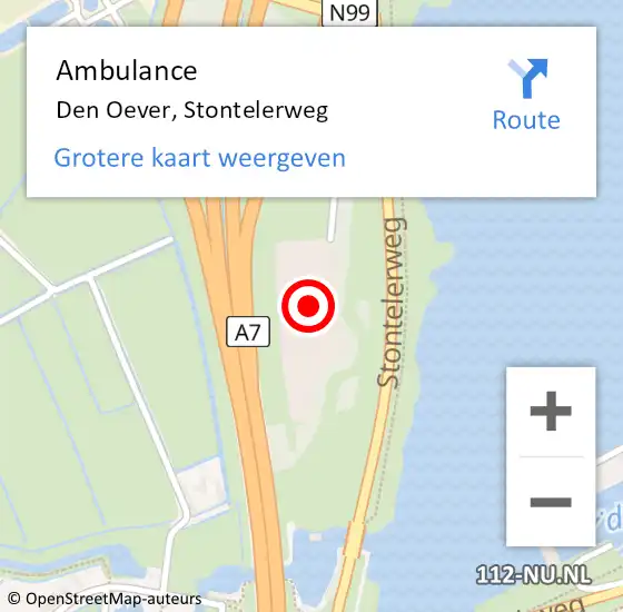 Locatie op kaart van de 112 melding: Ambulance Den Oever, Stontelerweg op 24 juni 2024 15:14