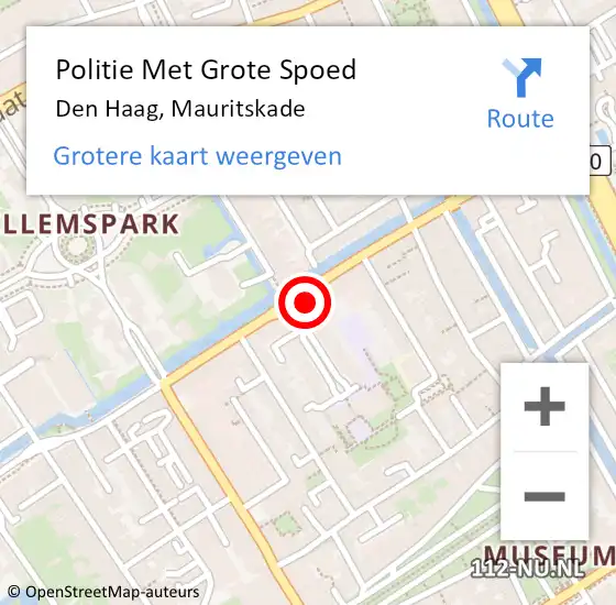 Locatie op kaart van de 112 melding: Politie Met Grote Spoed Naar Den Haag, Mauritskade op 24 juni 2024 15:16