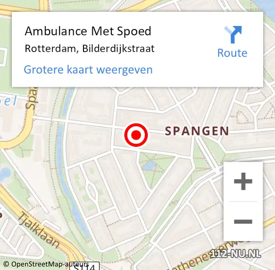 Locatie op kaart van de 112 melding: Ambulance Met Spoed Naar Rotterdam, Bilderdijkstraat op 24 juni 2024 15:17