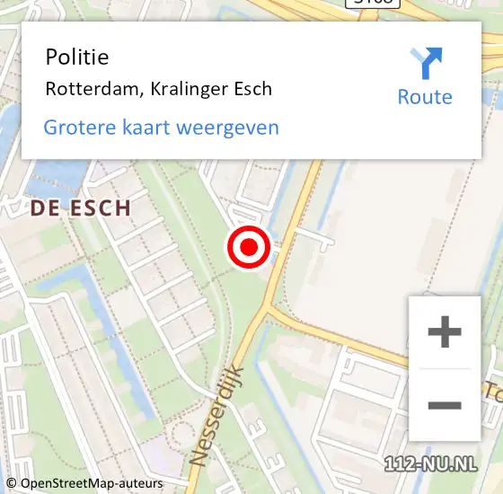 Locatie op kaart van de 112 melding: Politie Rotterdam, Kralinger Esch op 24 juni 2024 15:18