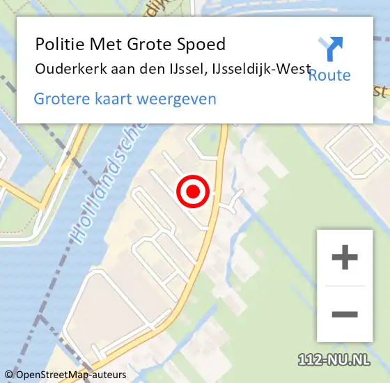 Locatie op kaart van de 112 melding: Politie Met Grote Spoed Naar Ouderkerk aan den IJssel, IJsseldijk-West op 24 juni 2024 15:29