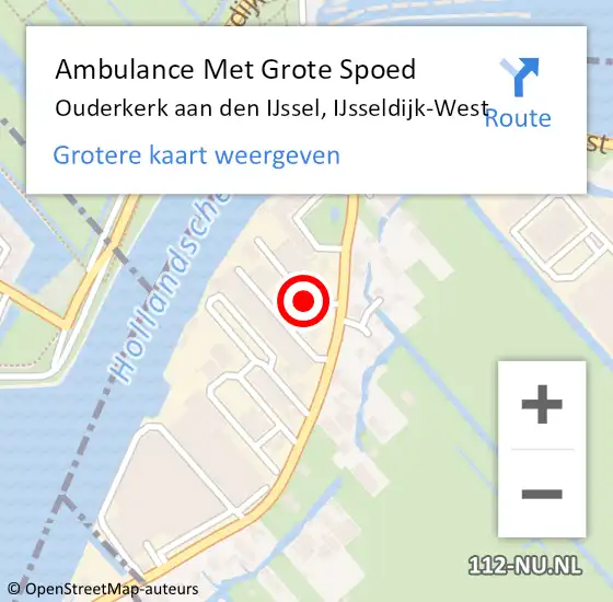 Locatie op kaart van de 112 melding: Ambulance Met Grote Spoed Naar Ouderkerk aan den IJssel, IJsseldijk-West op 24 juni 2024 15:31