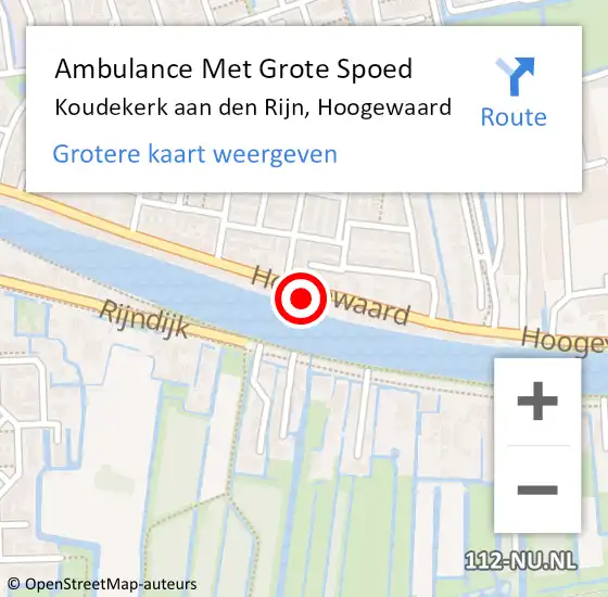 Locatie op kaart van de 112 melding: Ambulance Met Grote Spoed Naar Koudekerk aan den Rijn, Hoogewaard op 24 juni 2024 15:37