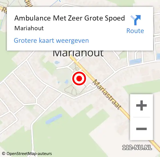 Locatie op kaart van de 112 melding: Ambulance Met Zeer Grote Spoed Naar Mariahout op 24 juni 2024 15:38