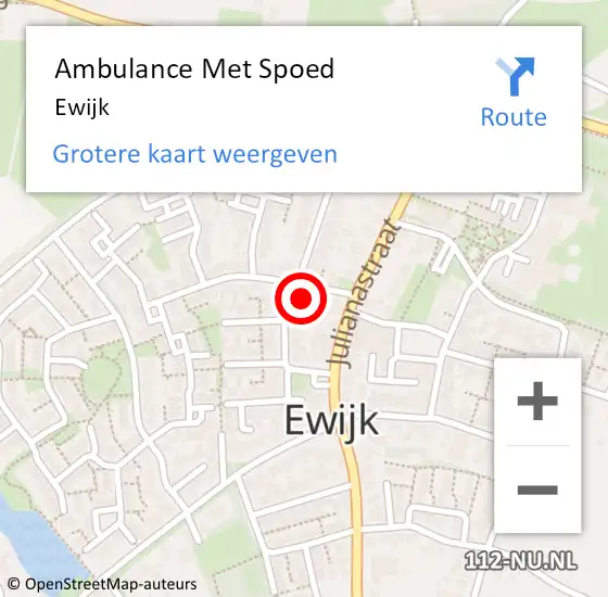 Locatie op kaart van de 112 melding: Ambulance Met Spoed Naar Ewijk op 24 juni 2024 15:41