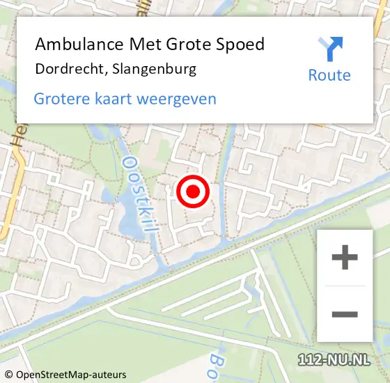 Locatie op kaart van de 112 melding: Ambulance Met Grote Spoed Naar Dordrecht, Slangenburg op 24 juni 2024 15:47