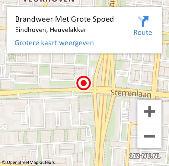 Locatie op kaart van de 112 melding: Brandweer Met Grote Spoed Naar Eindhoven, Heuvelakker op 24 juni 2024 15:52