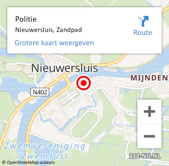 Locatie op kaart van de 112 melding: Politie Nieuwersluis, Zandpad op 24 juni 2024 15:54