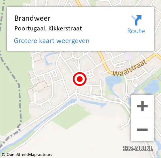 Locatie op kaart van de 112 melding: Brandweer Poortugaal, Kikkerstraat op 24 juni 2024 15:55