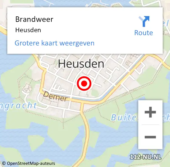 Locatie op kaart van de 112 melding: Brandweer Heusden op 24 juni 2024 15:59