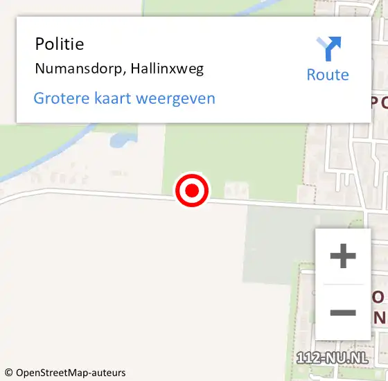 Locatie op kaart van de 112 melding: Politie Numansdorp, Hallinxweg op 24 juni 2024 16:01